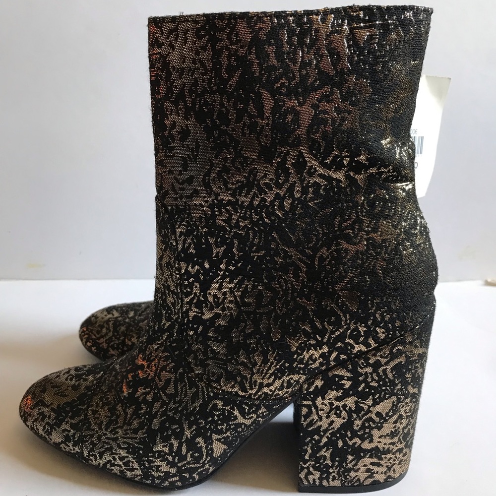 Gold Block Heel Booties | Boots